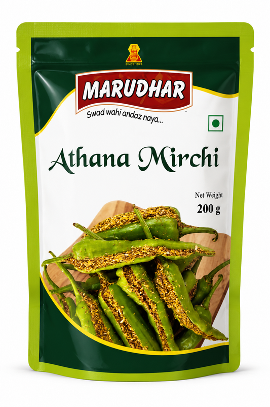 Marudhar Athana Mirchi Pickle – Traditional Rajasthani Stuffed Green Chilli Pickle